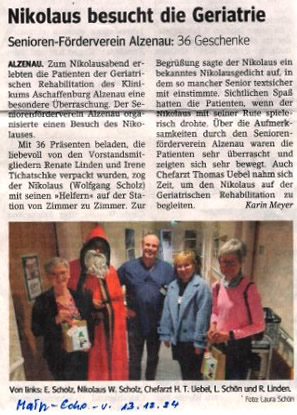 Nikolaus besucht Geriatrie
